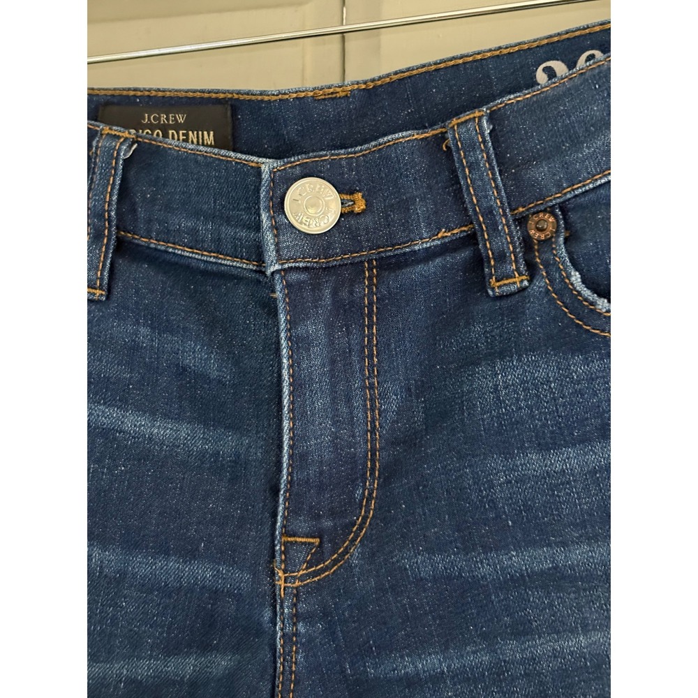 J.Crew Indigo Denim Raw Hem Jean Shorts Dark Wash Size 26 Stretch Cut Offs - Picture 2 of 6